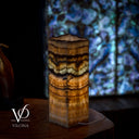 Aqua Onyx Square Table Lamp (Live Edge #8) - Table Lamp
