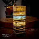 Aqua Onyx Square Table Lamp (Small #58) - Table Lamp