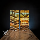 Aqua Onyx Square Table Lamp (Small Pair #65) - Table Lamp