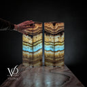 Aqua Onyx Square Table Lamp (Small Pair #66) - Table Lamp