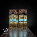 Aqua Onyx Square Table Lamp (Small Pair #66) - Table Lamp