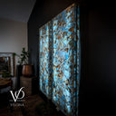 Blue onyx mosaic wall panel illuminated architectural lighting