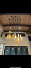 Custom Aqua Live Edge Drop Down Pendant Light Fixture (M.H)