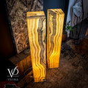 Handcrafted Golden Cloud Onyx floor lamps, warm natural stone glow