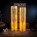 Golden Cloud Onyx floor lamps side by side, matching tone and pattern