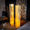 Natural stone designer lighting, Golden Cloud Onyx floor lamp set