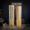 Vilona Golden Cloud Onyx floor lamp pair, 63 and 67 inch