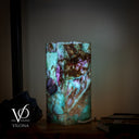 Fluorite Table Lamp - 12.5" Tall, 5"x5" Live Edge Square - (Small #18)