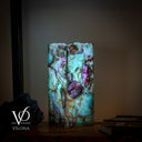 Fluorite Table Lamp - 12.5" Tall, 5"x5" Live Edge Square - (Small #18)