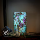 Fluorite Table Lamp - 12.5" Tall, 5"x5" Live Edge Square - (Small #18)