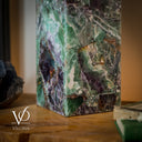 Fluorite Table Lamp - 12.5" Tall, 5"x5" Live Edge Square - (Small #18)