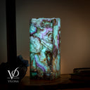 Fluorite Table Lamp - 12.5" Tall, 5"x5" Live Edge Square - (Small #18)