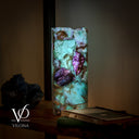 Fluorite Table Lamp - 12.5" Tall, 5"x5" Live Edge Square - (Small #18)
