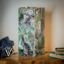Fluorite Table Lamp - 12.5" Tall, 5"x5" Live Edge Square - (Small #18)