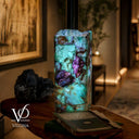 Fluorite Table Lamp - 12.5" Tall, 5"x5" Live Edge Square - (Small #18)