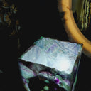 Fluorite Table Lamp - 12" Tall, 5.75"x5.75" Live Edge Square - (Small #16)