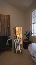 Tangerine Onyx Rectangular Floor Lamp #1 – 51.5" Tall × 15.5" × 7.5"
