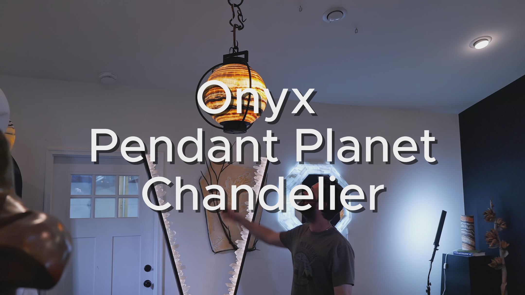 Onyx Stone Planet Chandelier