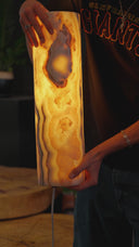 Sahara Onyx Cylinder Table Lamp Pair #1