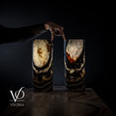 Tangerine Crystal (Onyx Table Lamp Pair #48) - Desk Lamp